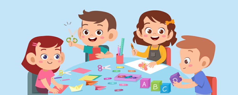 4 children crafting