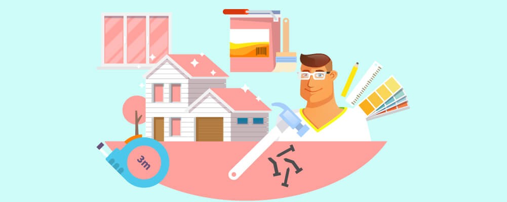 Man building a DIY doll house