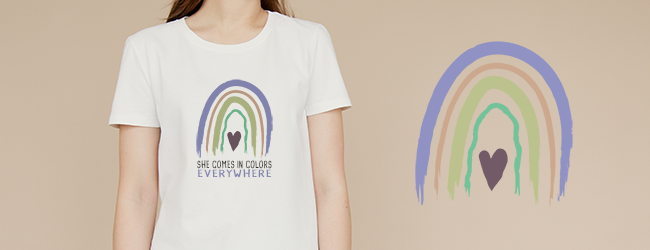 tshirt with our rainbow design