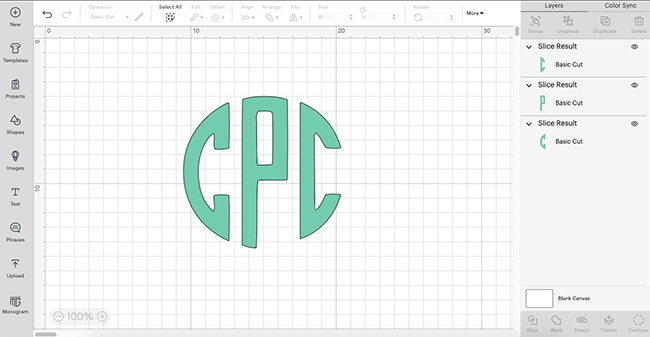 make a monogram on the Cricut Design Space