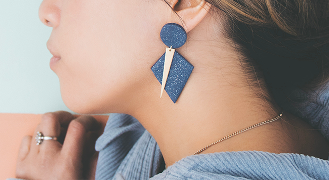 geometric clay earrings