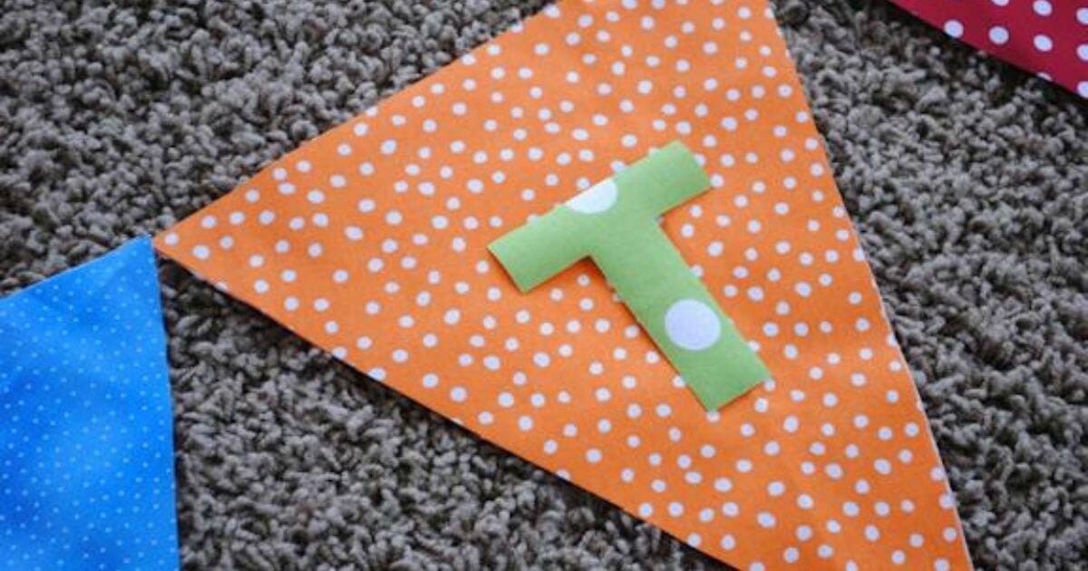 letter t on bunting banner