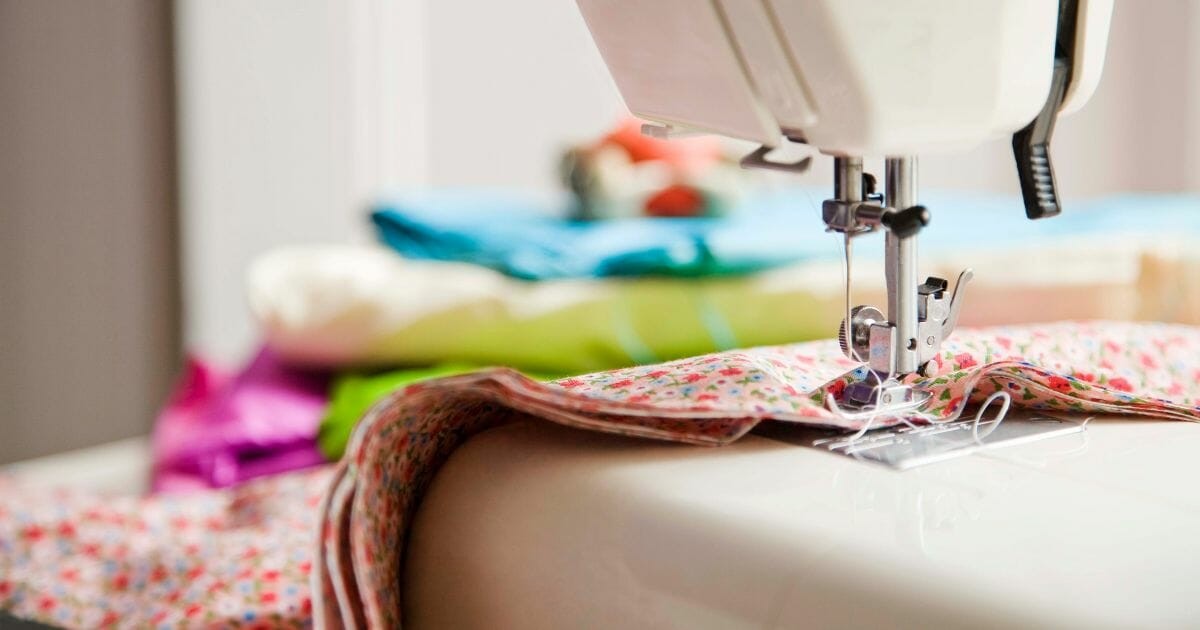 close-up of sewing machine